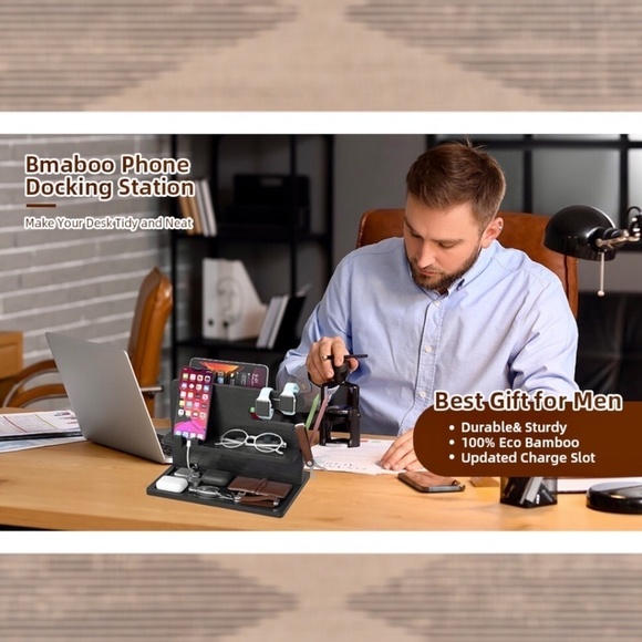 NWT Bamboo Organizer for Phone/iPad/Tablet/Personal Items - Picture 2 of 12